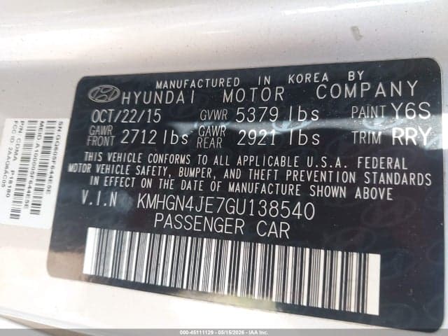 2016 HYUNDAI GENESIS 3.8 9