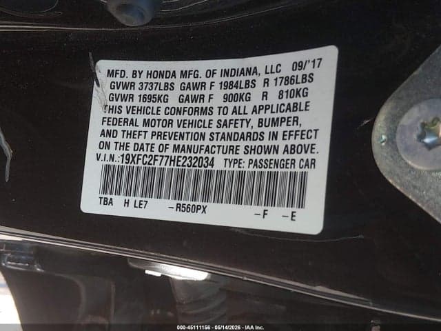 2017 HONDA CIVIC EX 9