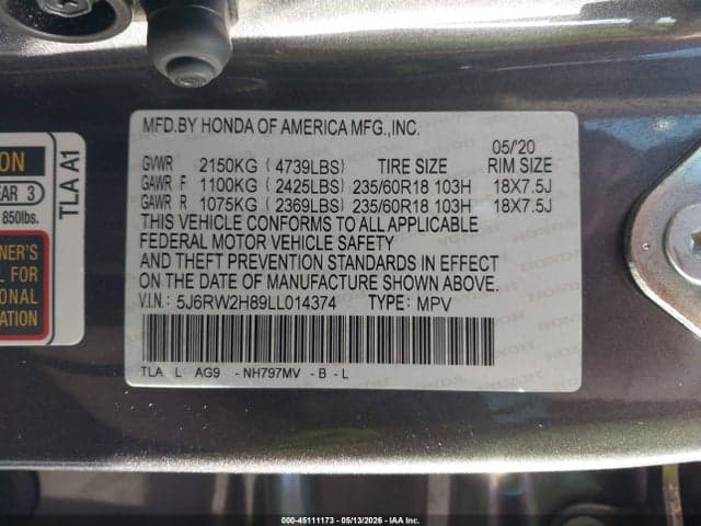 2020 HONDA CR-V AWD EX-L 9