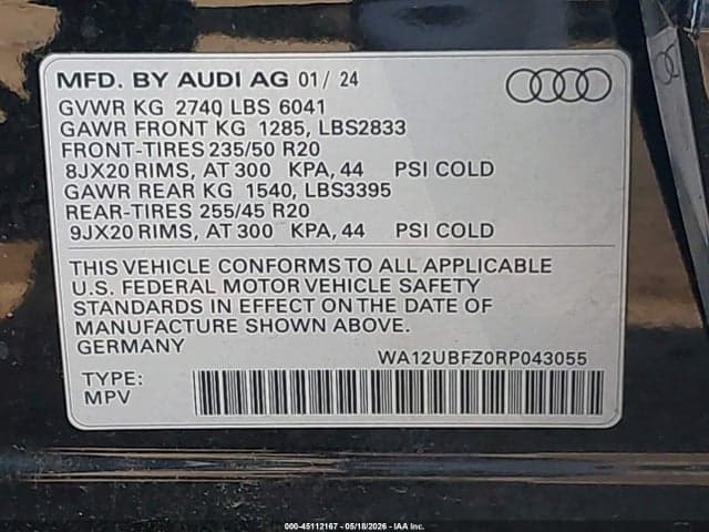 2024 AUDI Q4 SPORTBACK E-TRON PREMIUM 55 QUATTRO 9