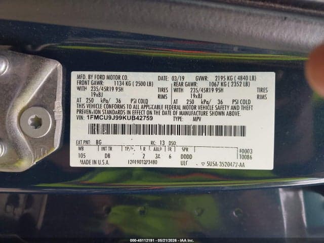 2019 FORD ESCAPE TITANIUM 9