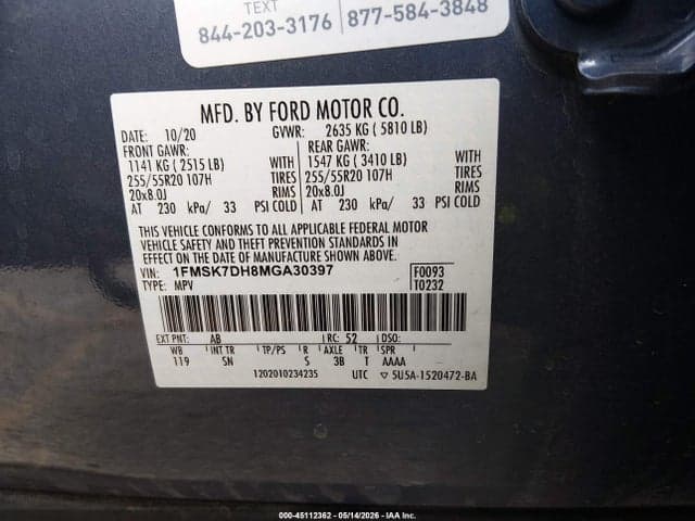 2021 FORD EXPLORER XLT 9