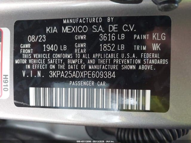 2023 KIA RIO 5-DOOR S 9