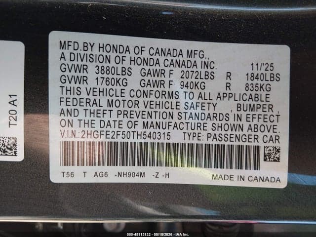 2026 HONDA CIVIC SPORT 9