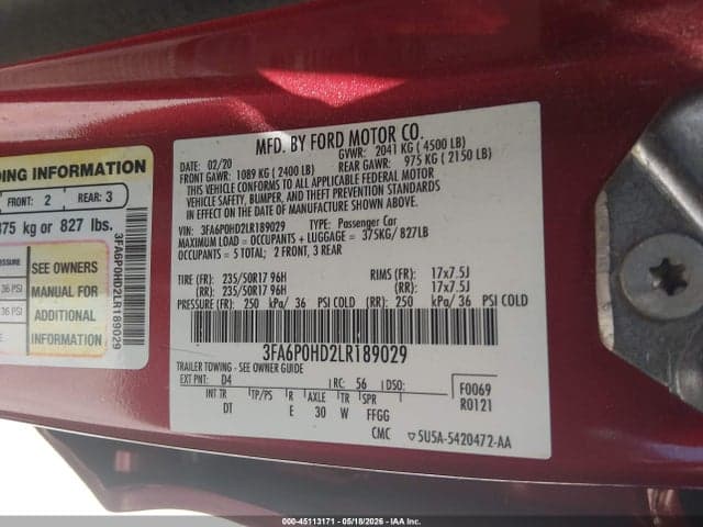 2020 FORD FUSION SE 9