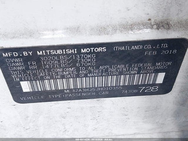 2018 MITSUBISHI MIRAGE ES 9