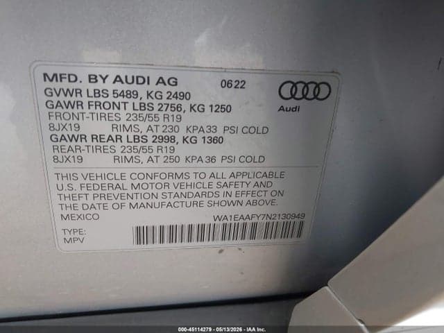 2022 AUDI Q5 PREMIUM PLUS 45 TFSI S LINE QUATTRO S TRONIC 9