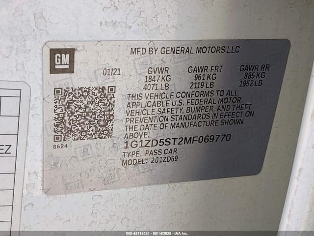 2021 CHEVROLET MALIBU FWD LT 9