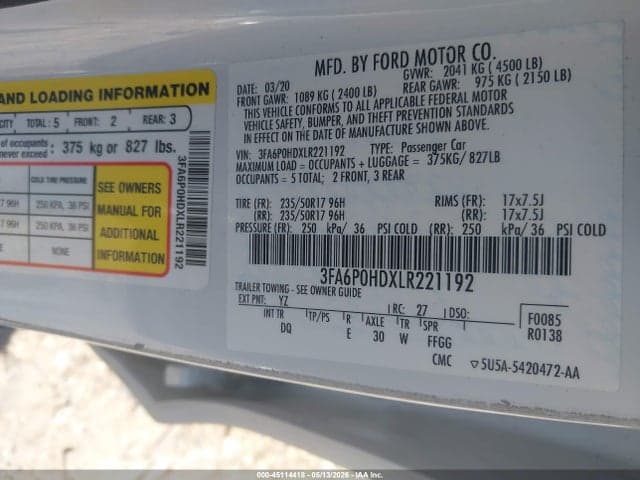 2020 FORD FUSION SE 9