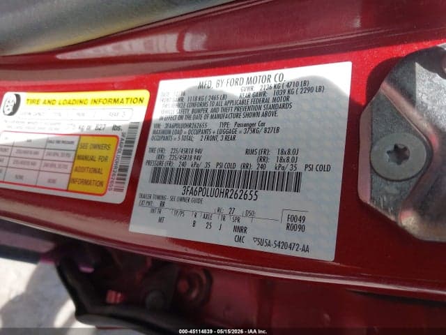 2017 FORD FUSION HYBRID SE 9
