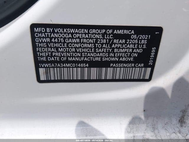 2021 VOLKSWAGEN PASSAT 2.0T SE 9