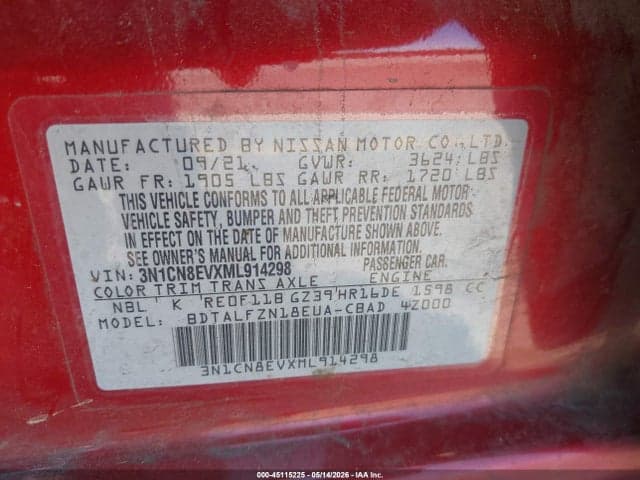 2021 NISSAN VERSA SV XTRONIC CVT 9
