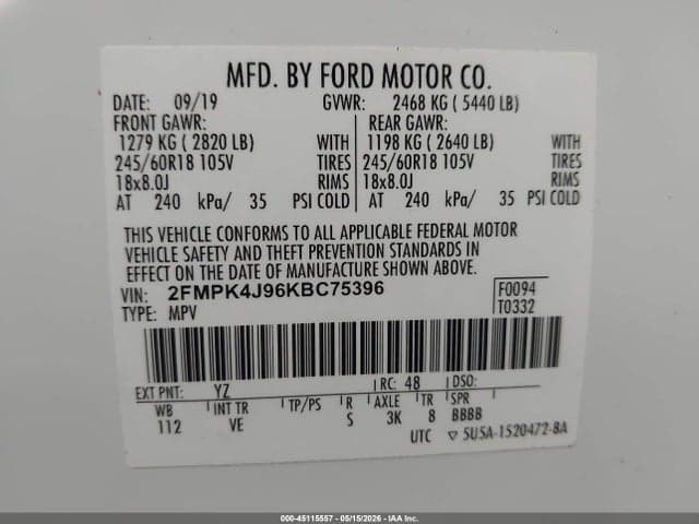 2019 FORD EDGE SEL 9