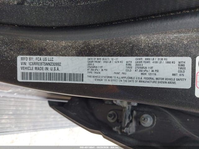 2022 RAM 1500 LONE STAR 4X2 6'4 BOX 9