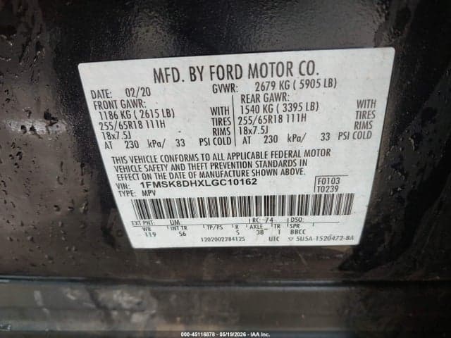 2020 FORD EXPLORER XLT 9