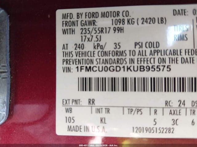 2019 FORD ESCAPE SE 9
