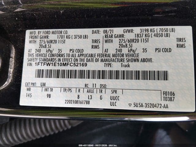 2021 FORD F-150 PLATINUM 9