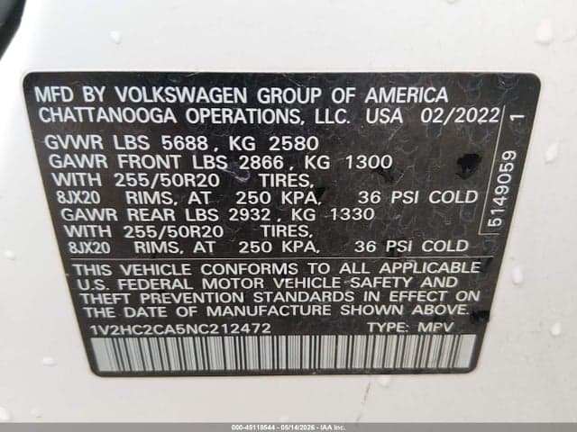 2022 VOLKSWAGEN ATLAS CROSS SPORT 2.0T SE W/TECHNOLOGY 9