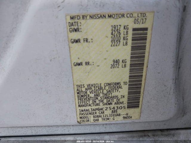 2017 NISSAN ALTIMA 2.5 SV 9