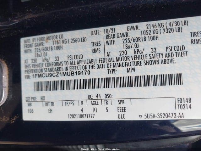 2021 FORD ESCAPE SEL HYBRID 9
