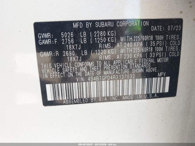 2024 SUBARU OUTBACK TOURING XT 9