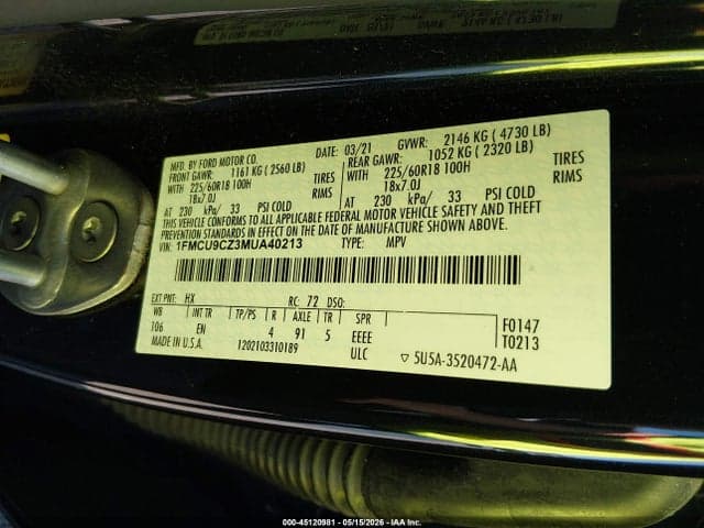 2021 FORD ESCAPE SEL HYBRID 9