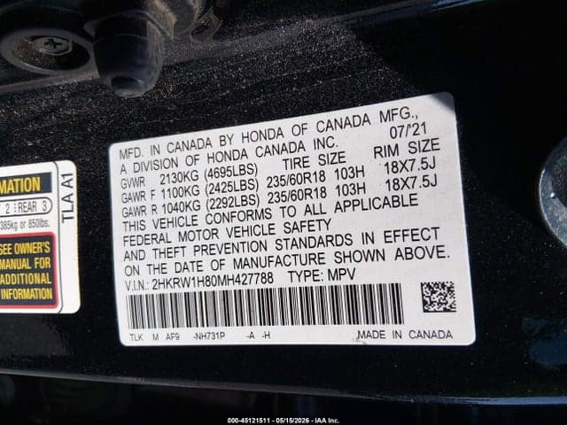 2021 HONDA CR-V 2WD EX-L 9