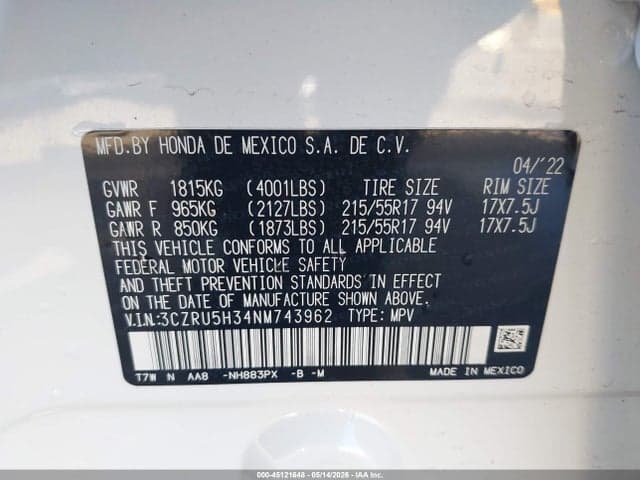 2022 HONDA HR-V 2WD LX 10