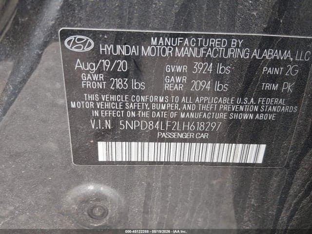 2020 HYUNDAI ELANTRA LIMITED