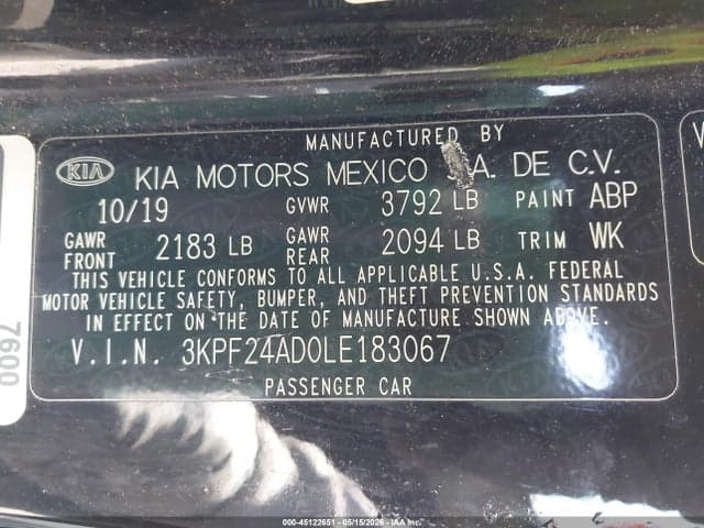 2020 KIA FORTE FE 9