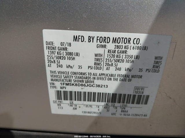 2018 FORD EXPLORER XLT 9