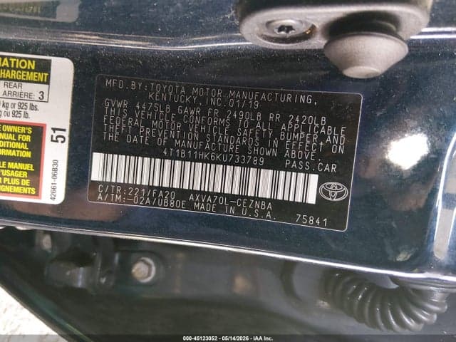 2019 TOYOTA CAMRY LE 9