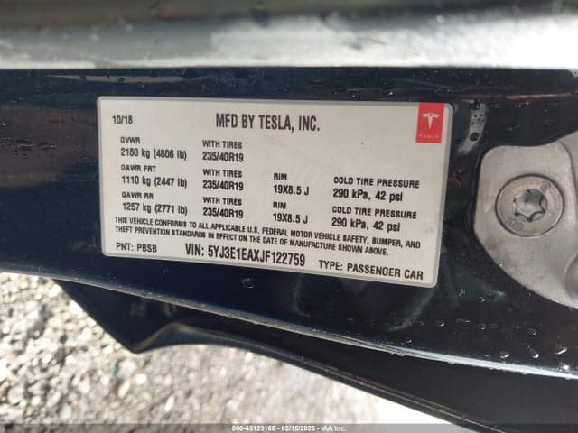 2018 TESLA MODEL 3 LONG RANGE/MID RANGE 8