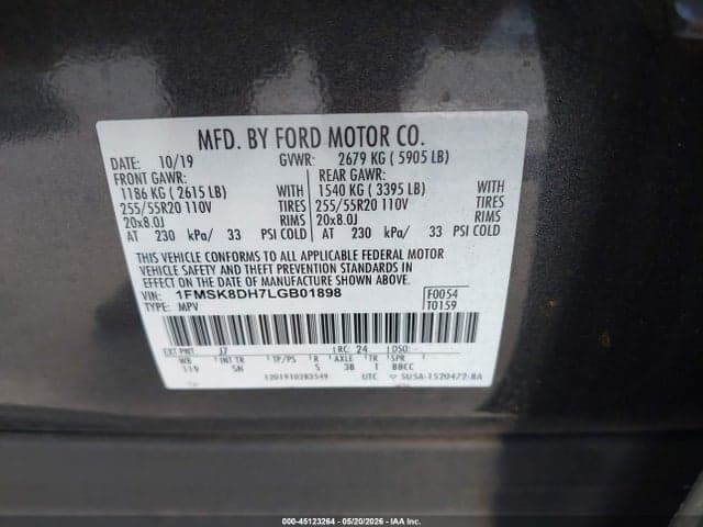 2020 FORD EXPLORER XLT 9