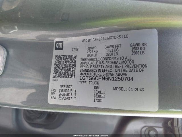 2022 GMC CANYON 4WD LONG BOX ELEVATION 9