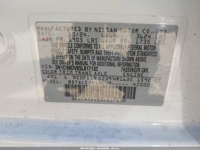 2025 NISSAN VERSA 1.6 S 9