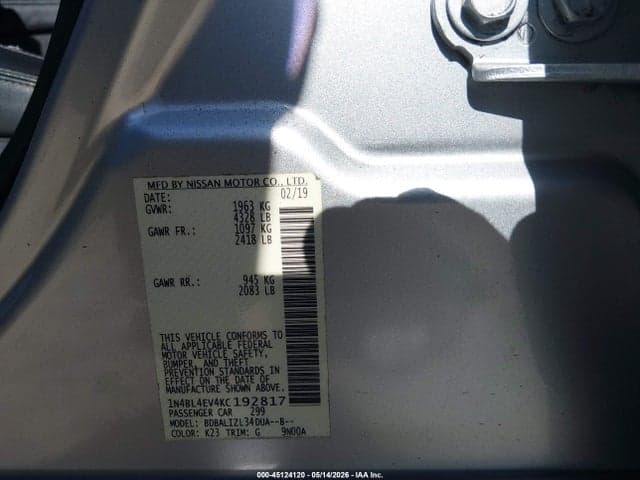 2019 NISSAN ALTIMA 2.5 SL 9
