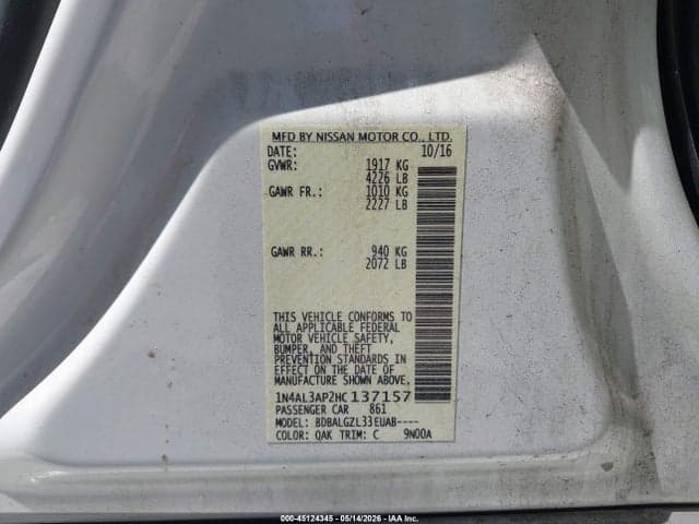 2017 NISSAN ALTIMA 2.5 S 9
