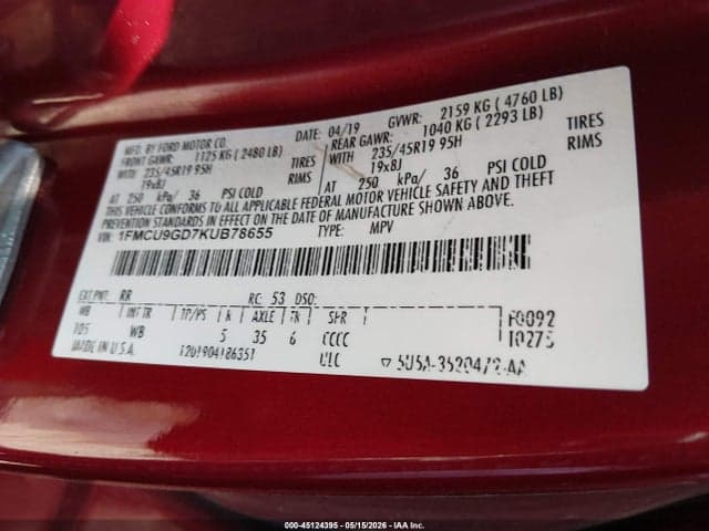 2019 FORD ESCAPE SE 9