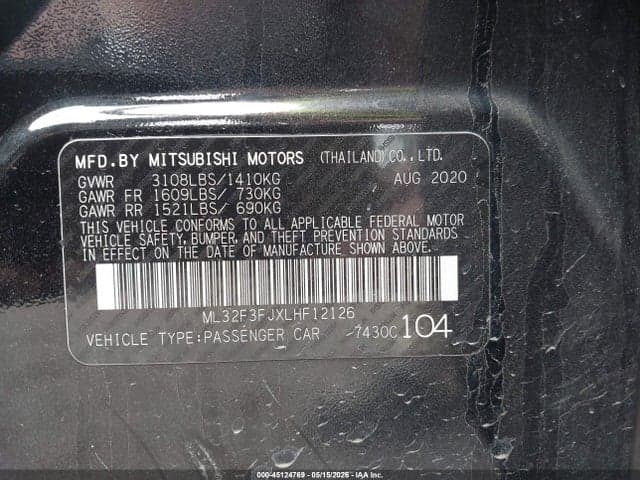 2020 MITSUBISHI MIRAGE G4 ES 9