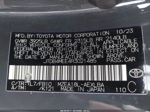 2024 TOYOTA COROLLA LE 9