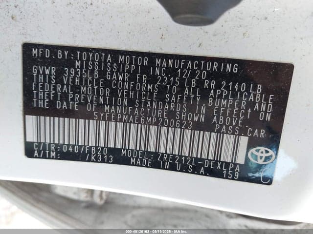 2021 TOYOTA COROLLA LE 9