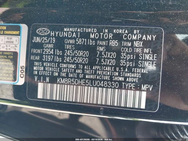 2020 HYUNDAI PALISADE LIMITED 9