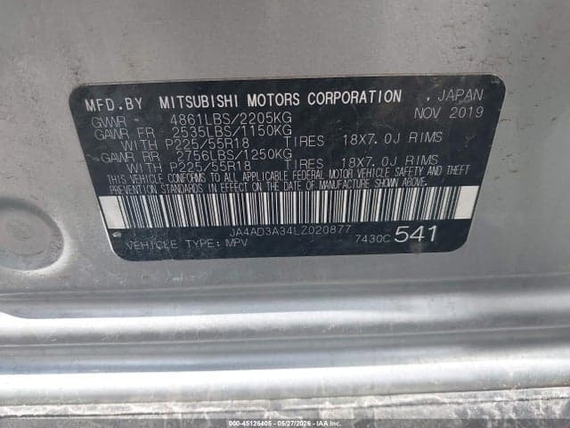 2020 MITSUBISHI OUTLANDER SEL 2.4 9