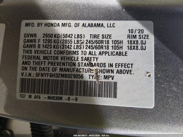 2021 HONDA PILOT AWD EX 9