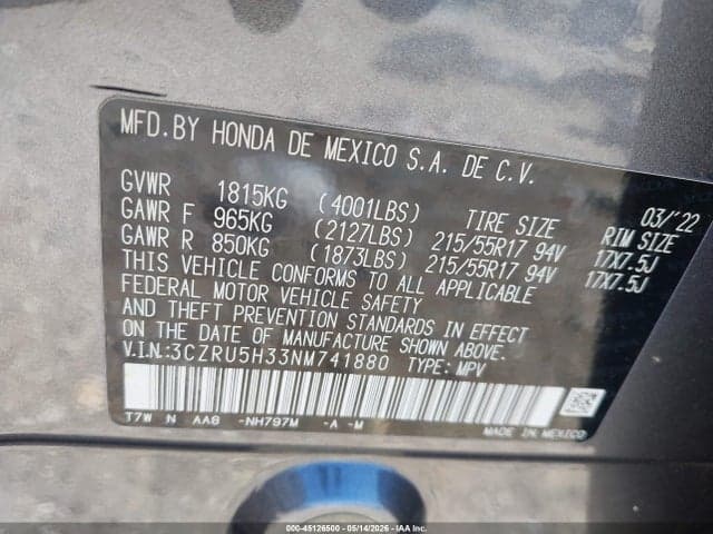 2022 HONDA HR-V 2WD LX 9