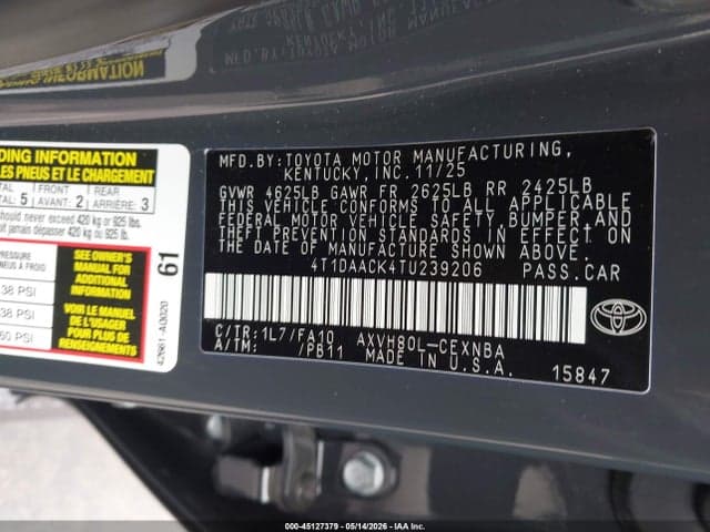 2026 TOYOTA CAMRY LE 9
