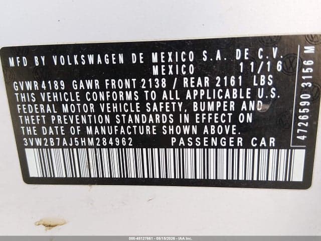 2017 VOLKSWAGEN JETTA 1.4T S 9