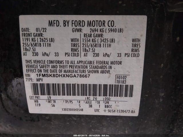 2022 FORD EXPLORER XLT 9