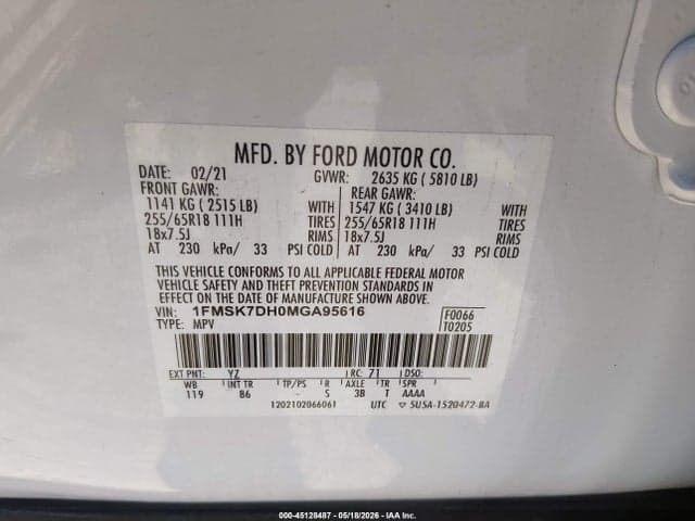 2021 FORD EXPLORER XLT 9